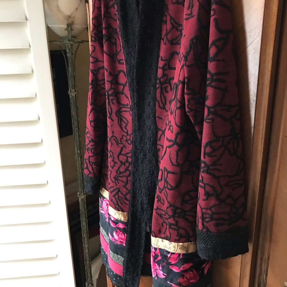 Chico’s Patch Work Holiday Jacket Knit Collet Sz L - image 3